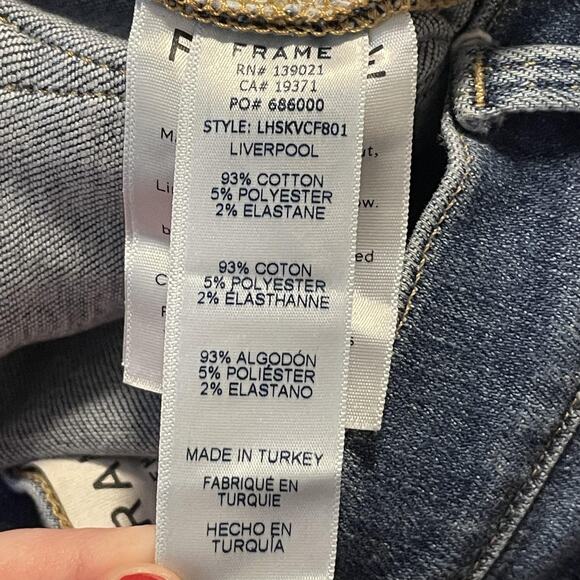 Frame Le High Skinny Jeans Womens 26 Distressed Raw Hem Liverpool Denim Pants - Picture 7 of 12